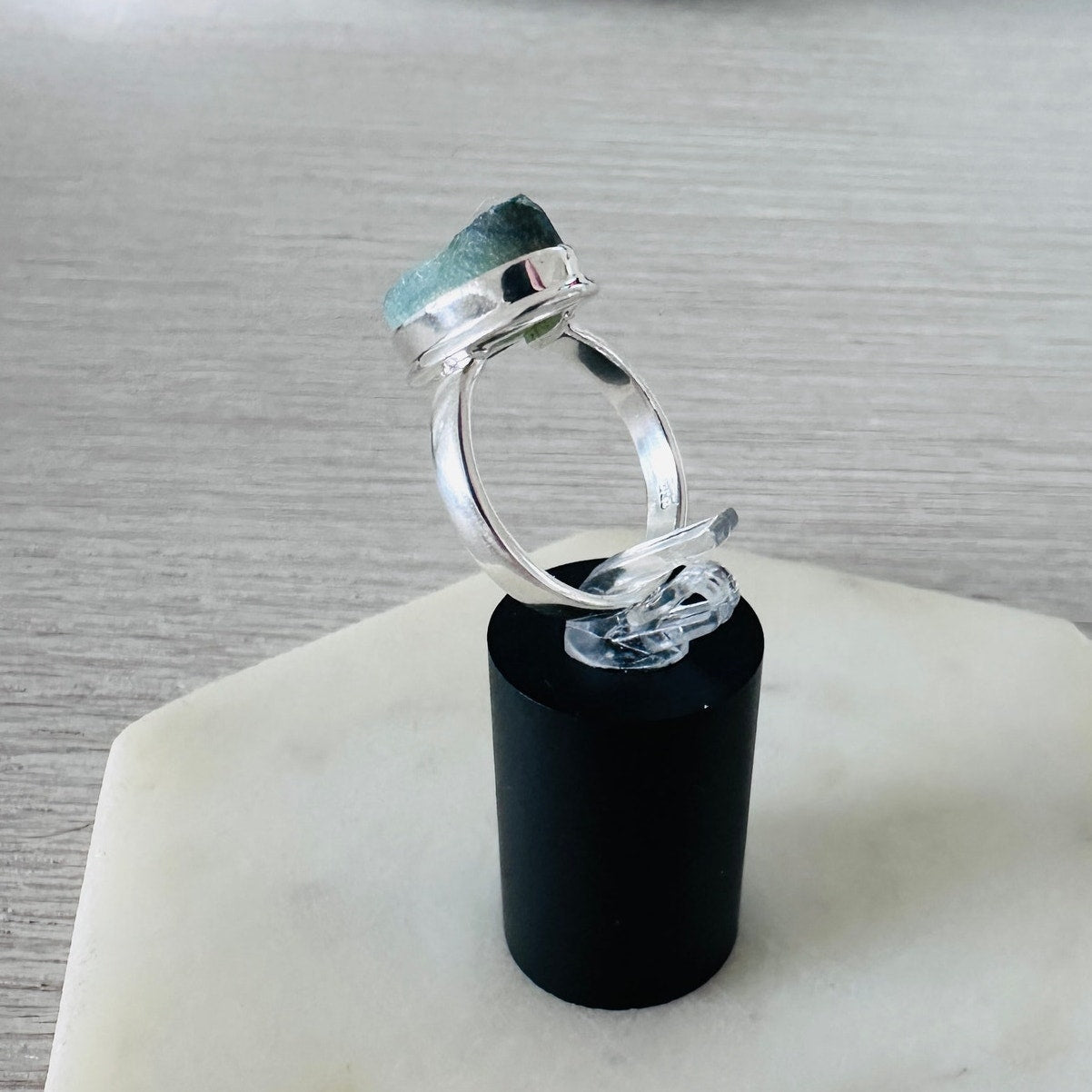 Azurite Rough 925 Sterling Silver Ring Size 7.5