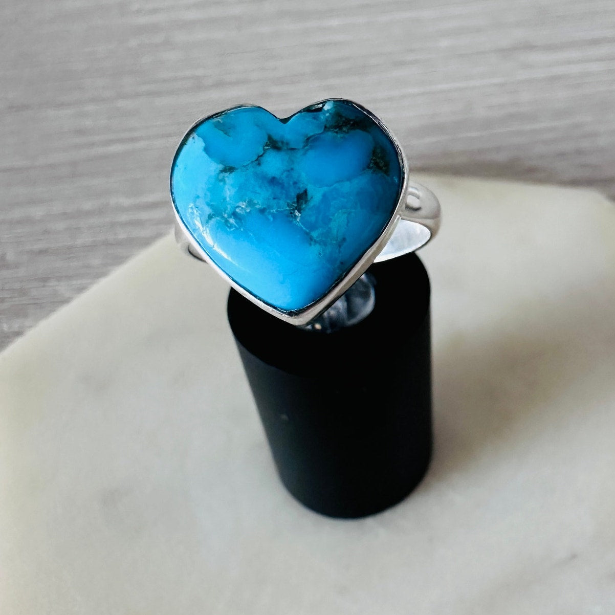 Heart Composite Mohave Blue Turquoise Sterling Silver Ring