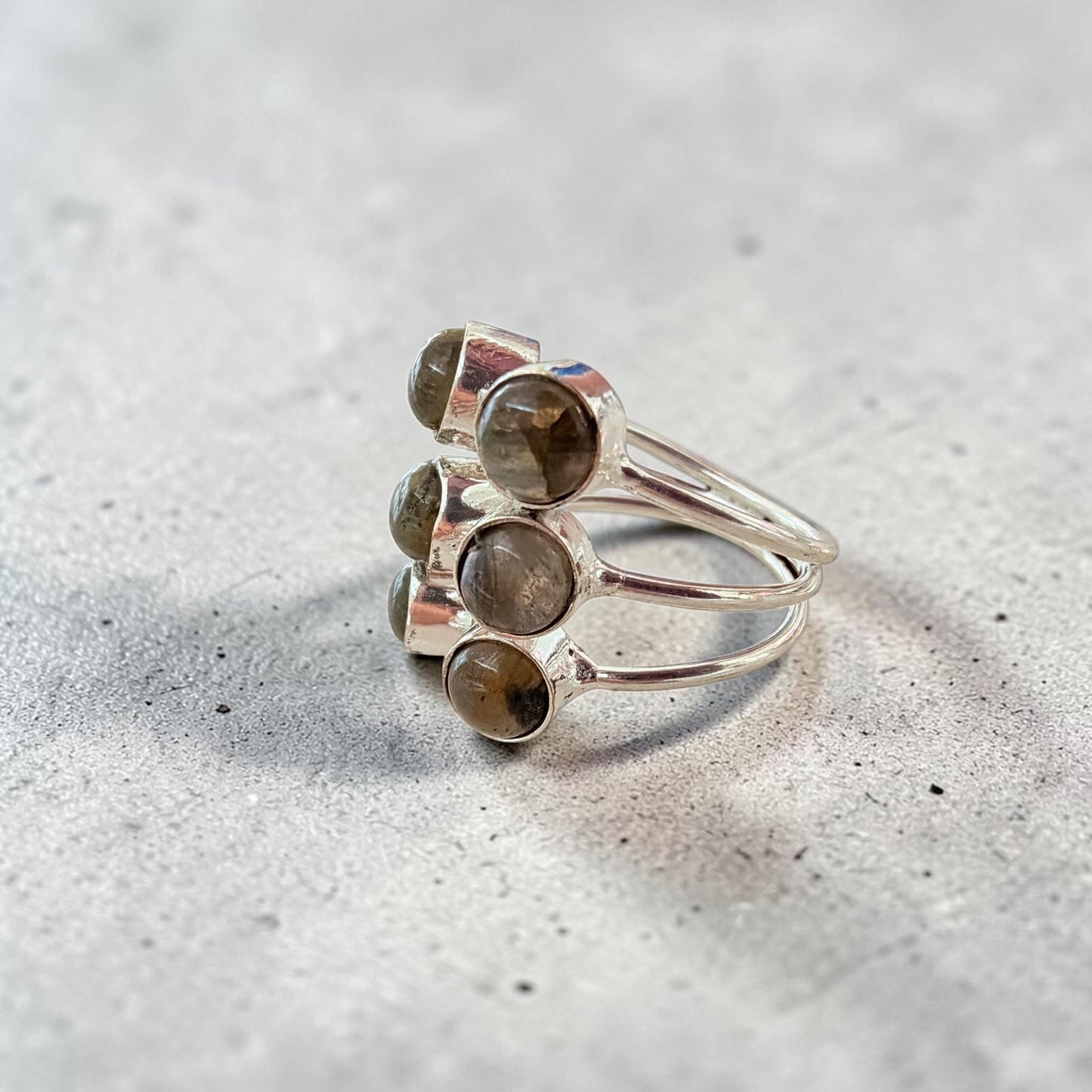 Labradorite Cluster Ring 925 Silver Plated Adjustable, Statement, Boho