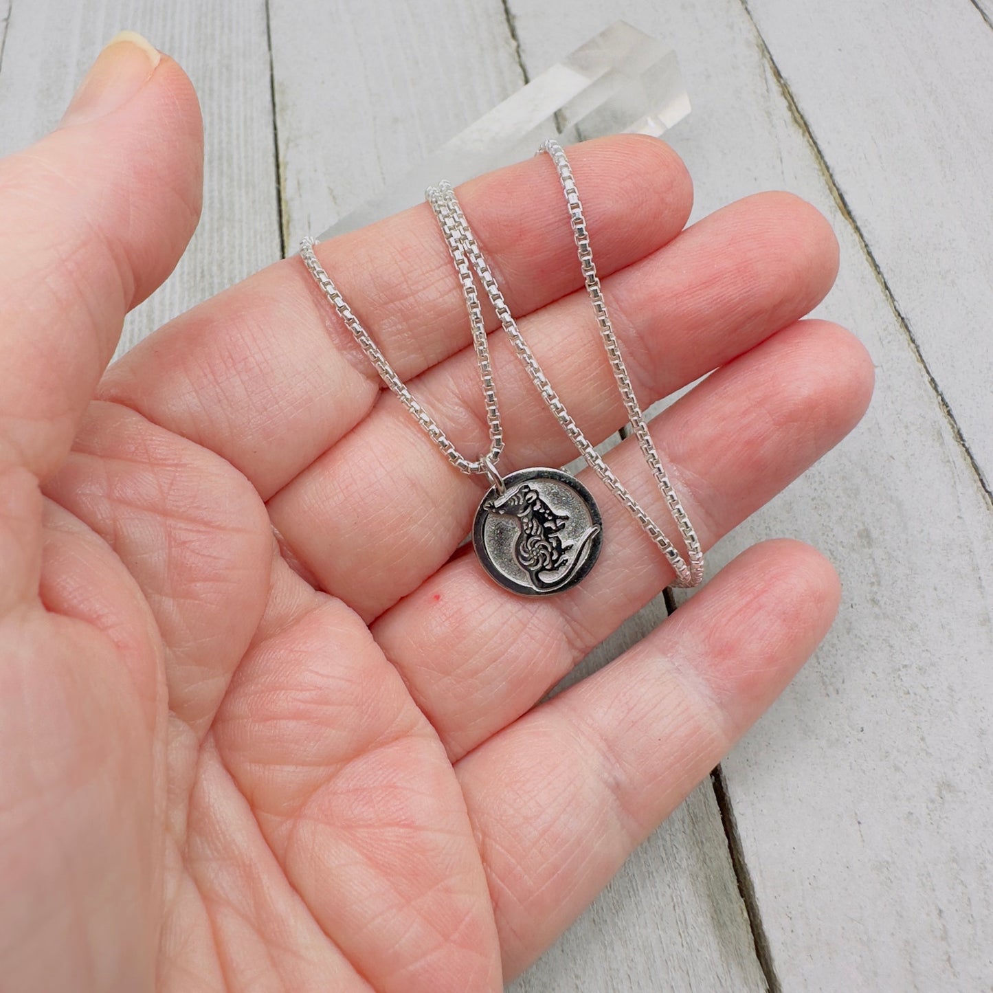 Chinese Zodiac Year of The Rat Pendant Necklace Sterling Silver