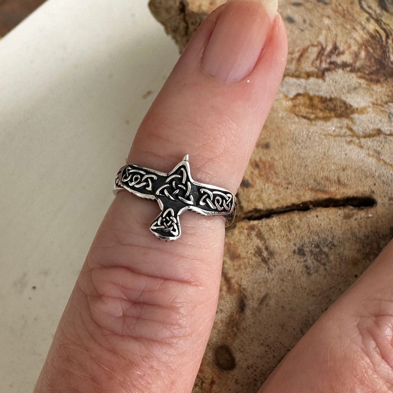 Aztec Celtic Raven Sterling Silver Toe Ring