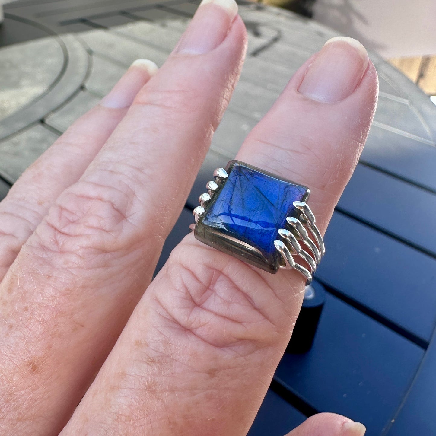 Labradorite Madagascar Sterling Silver Ring Size 8