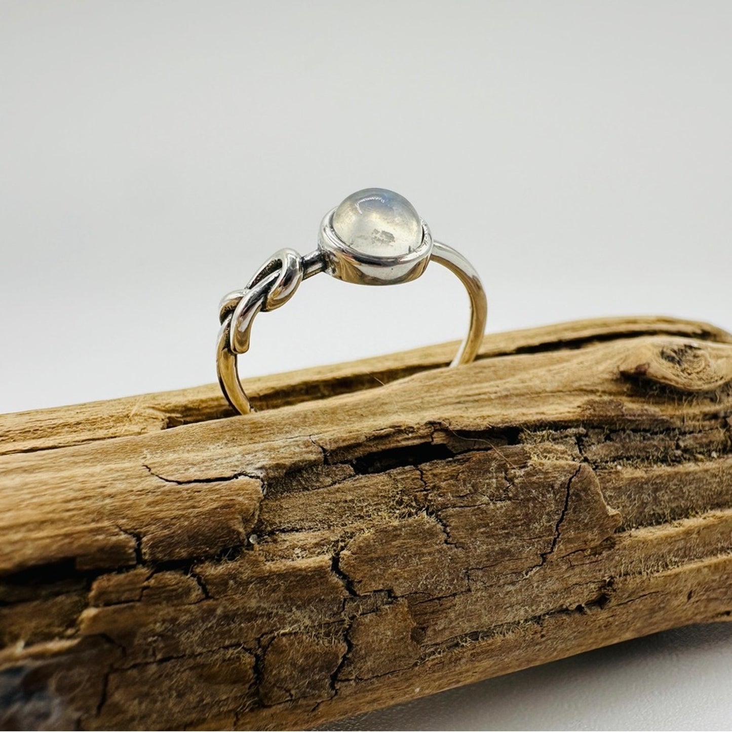 Moonstone Sterling Silver Love Knot Ring