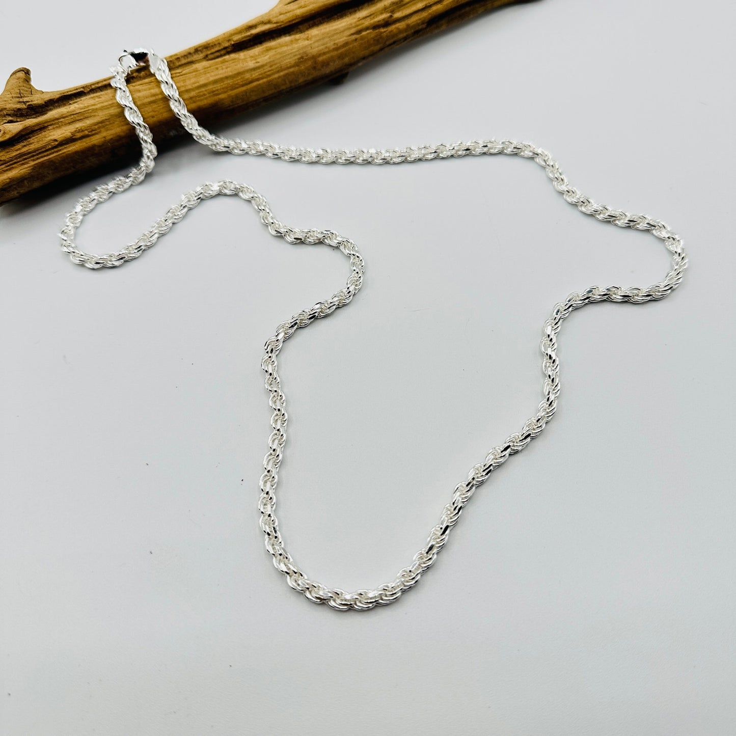 Solid Sterling Silver Italian Rope Chain Unisex