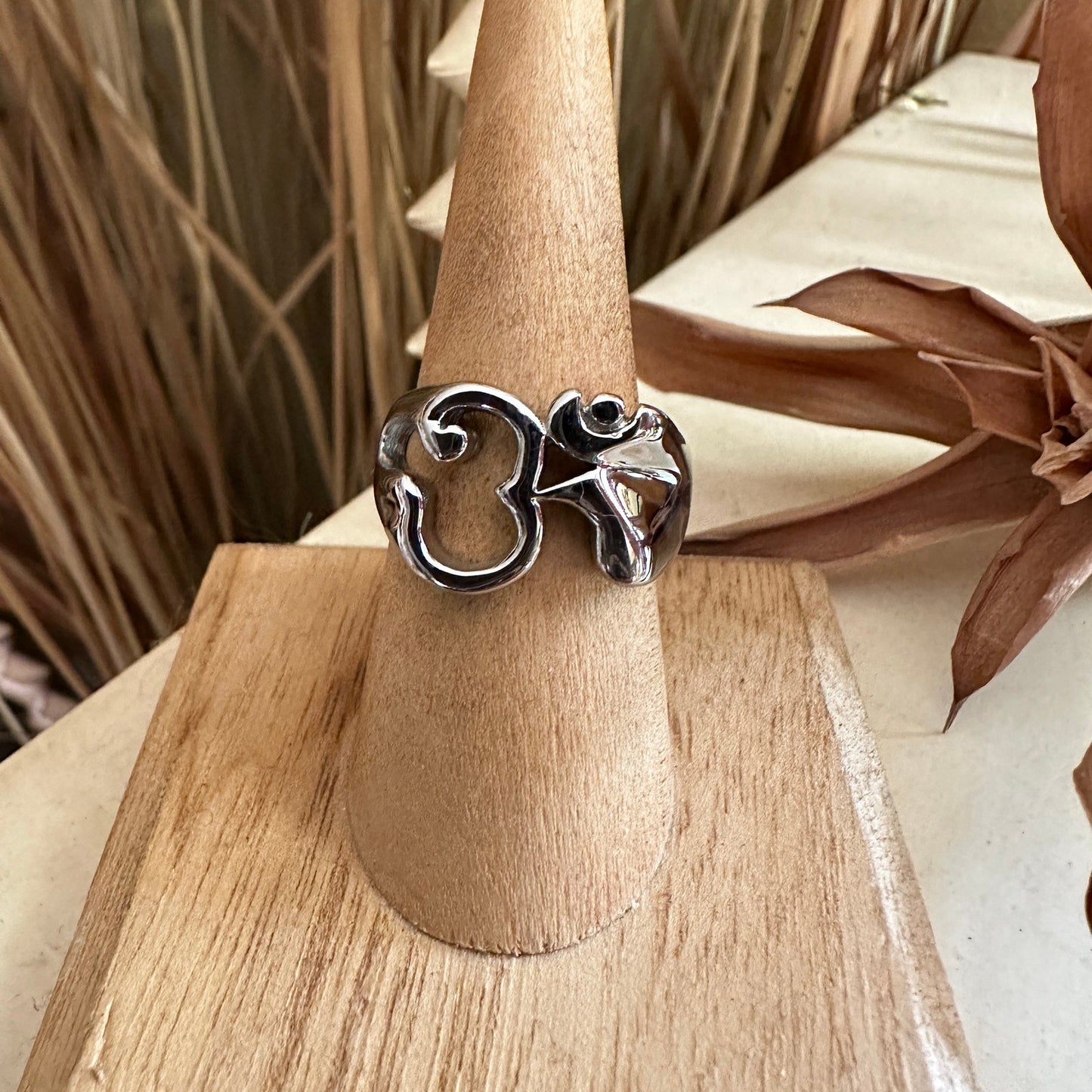 Om Stainless Steel High Polished Ring Unisex