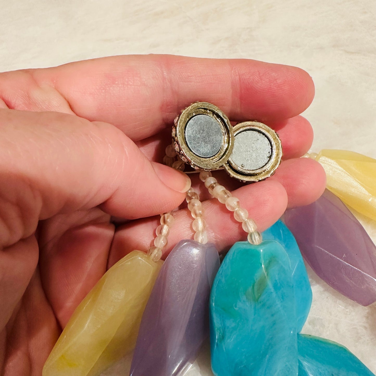 Talbots Multi-Strand Faceted Resin Statement Necklace – Pastel & Earth Tones