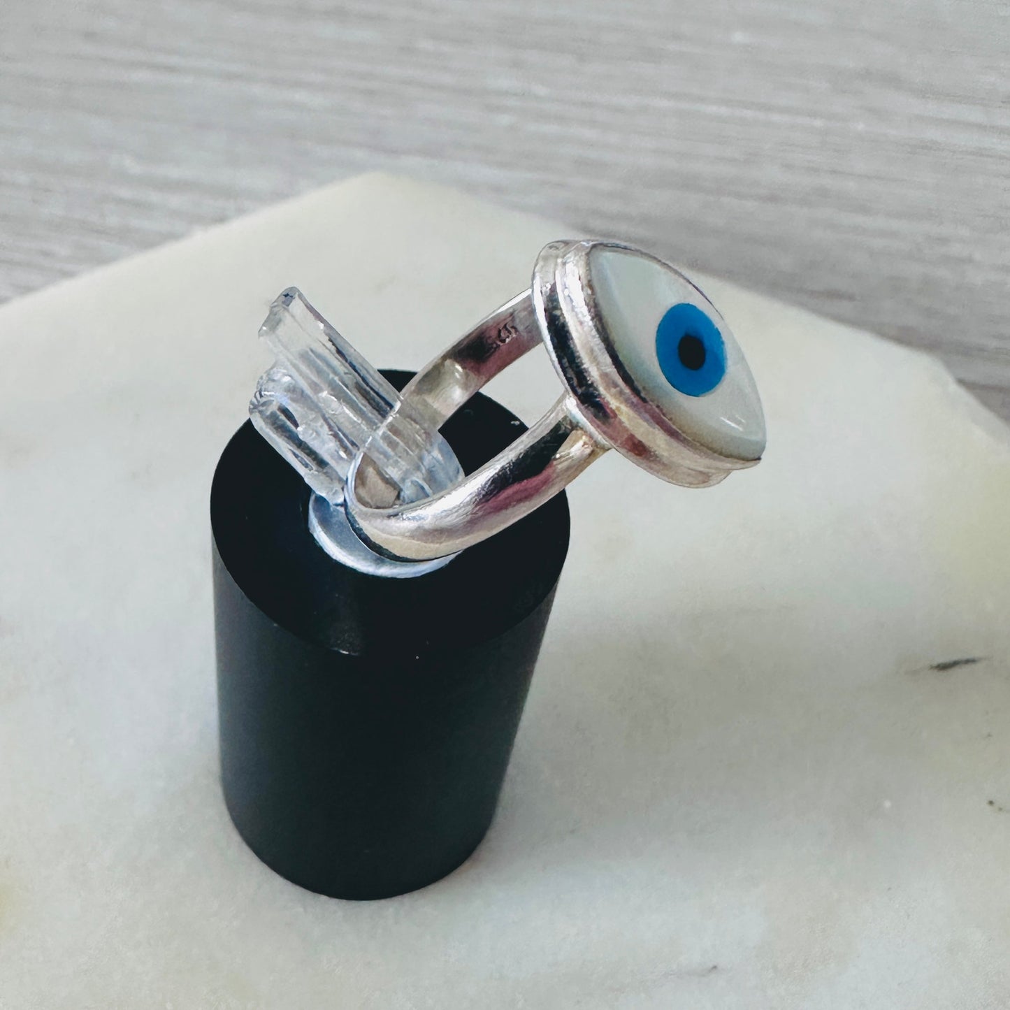 Evil Eye Composite Shell And Turquoise Sterling Silver Ring