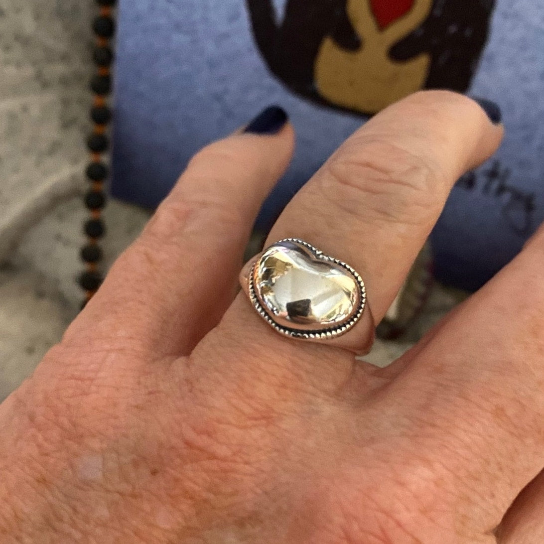 925 Sterling Silver Puff Heart Ring-Adjustable