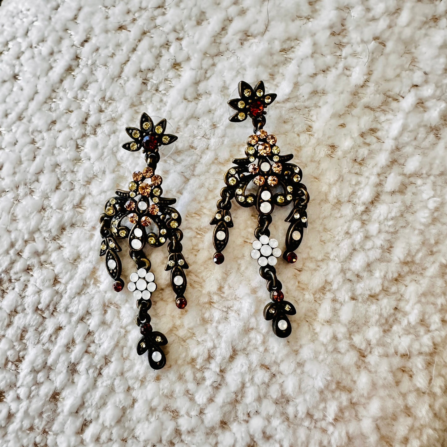 Vintage Victorian Style Floral Chandelier Earrings