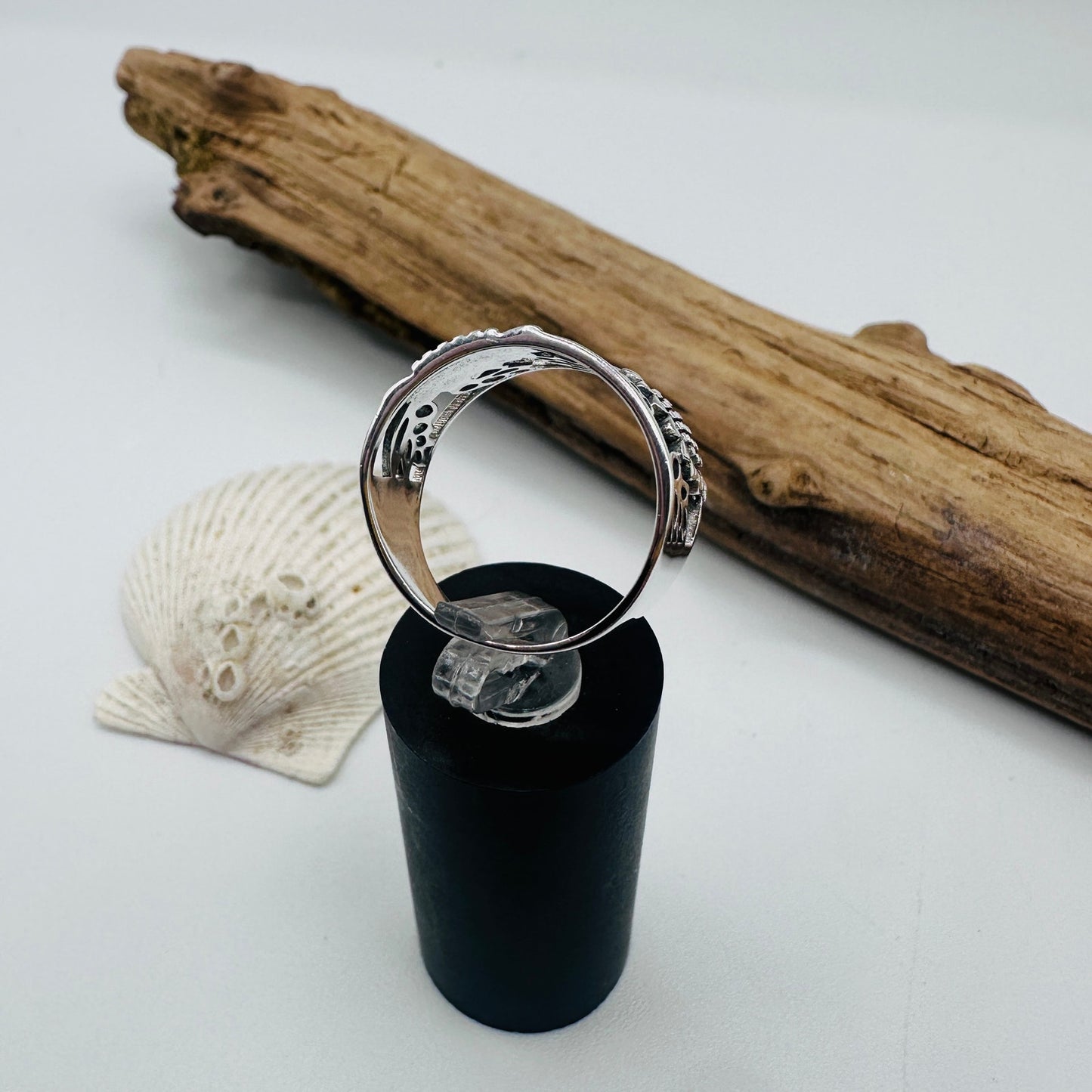 Sterling Silver Sunflower Band Ring, Boho Ring