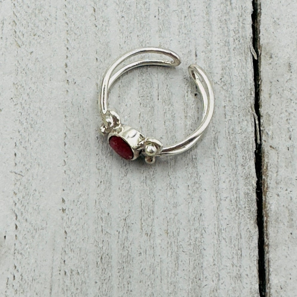 Red Carnelian Sterling Silver Adjustable Toe Ring