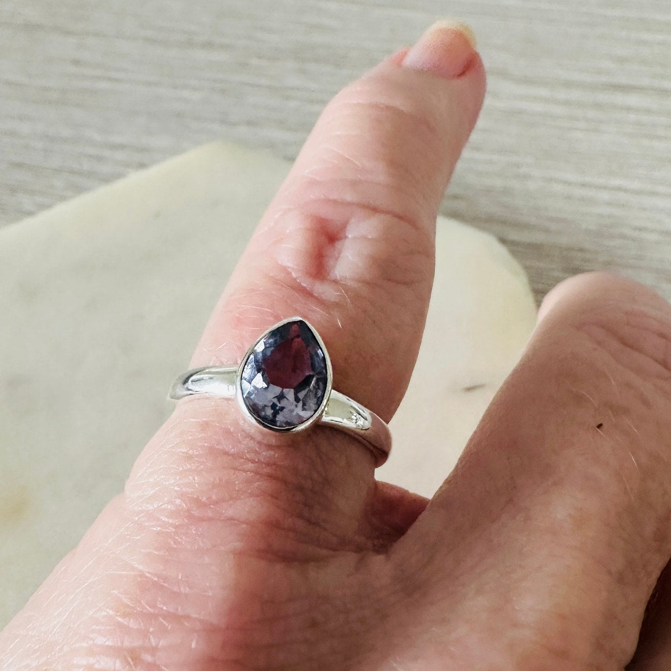 Lab Grown Color-change Alexandrite Sterling Silver Ring