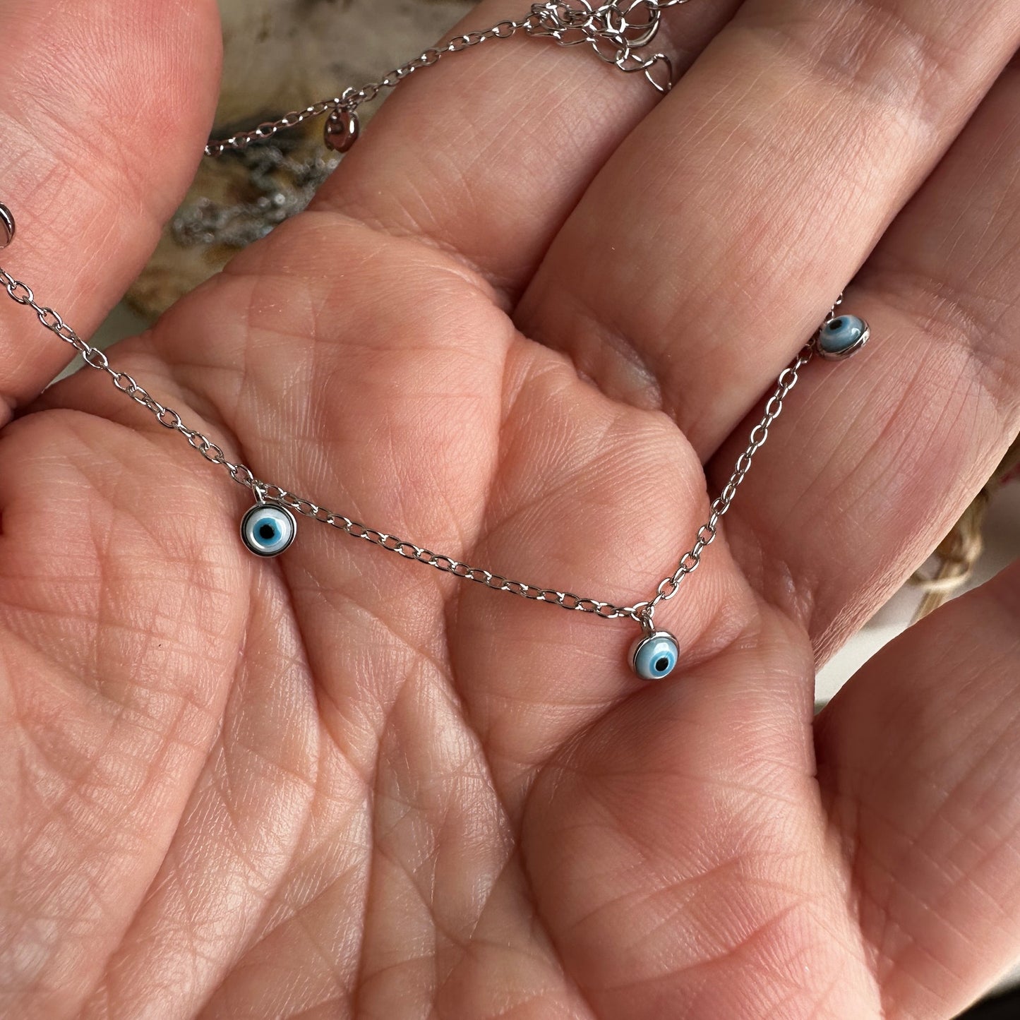 Sterling Silver Evil Eye Dainty Anklet