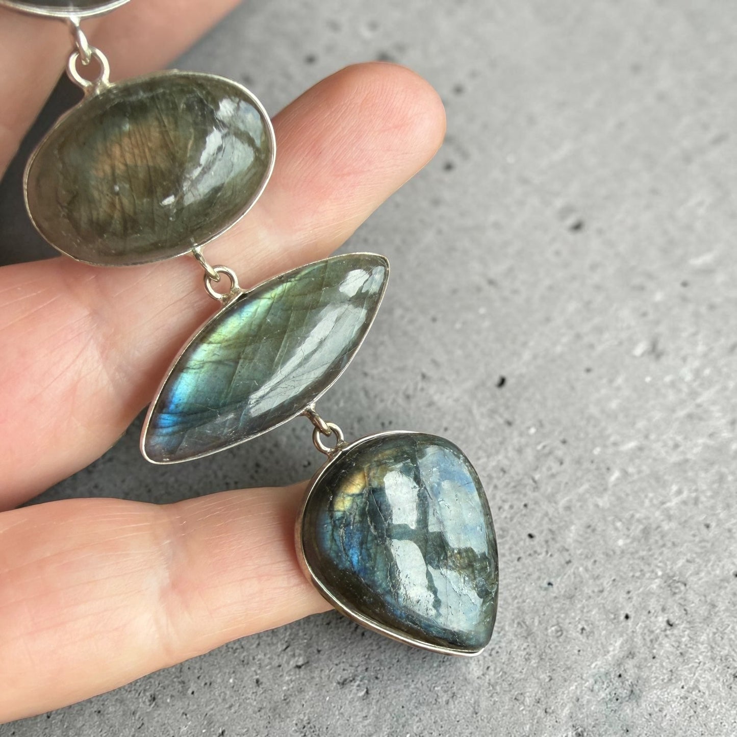 Flashy Labradorite Statement Pendant 925 Silver Overlay