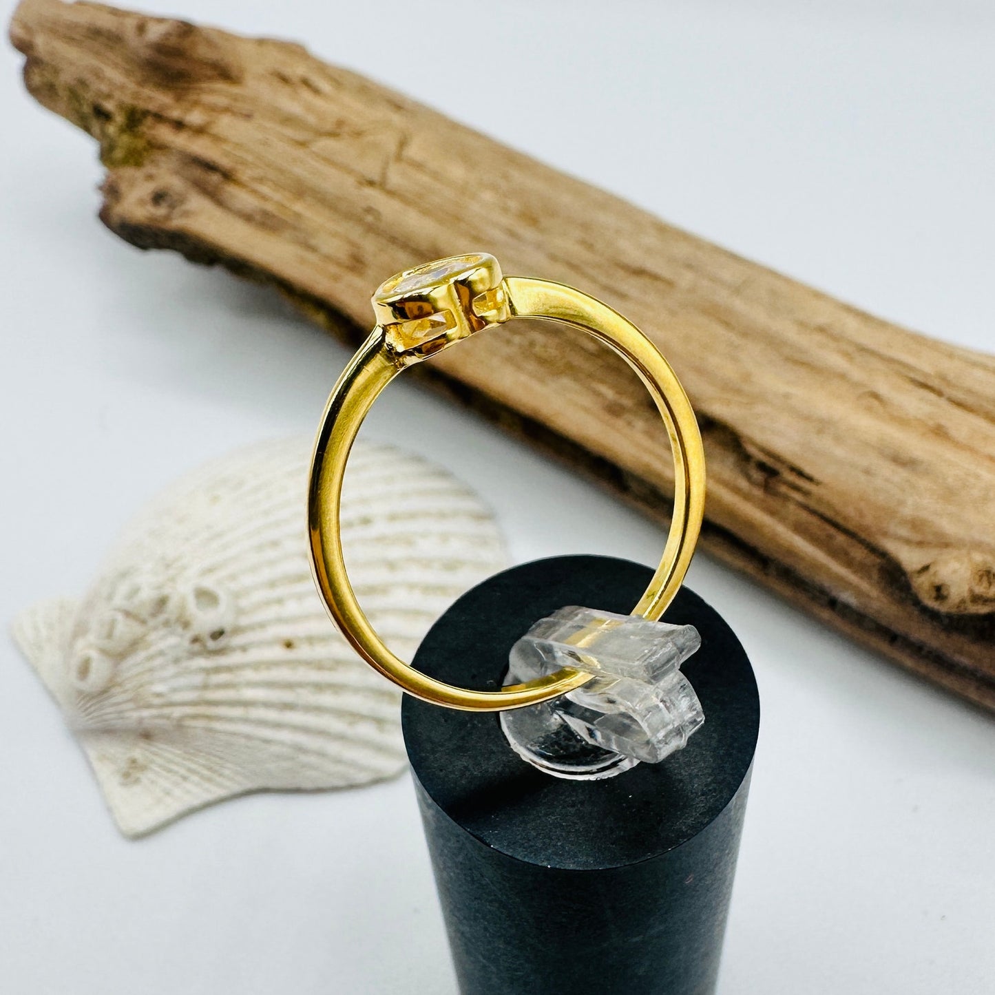 Gold Plated Sterling Silver Cz Heart Ring