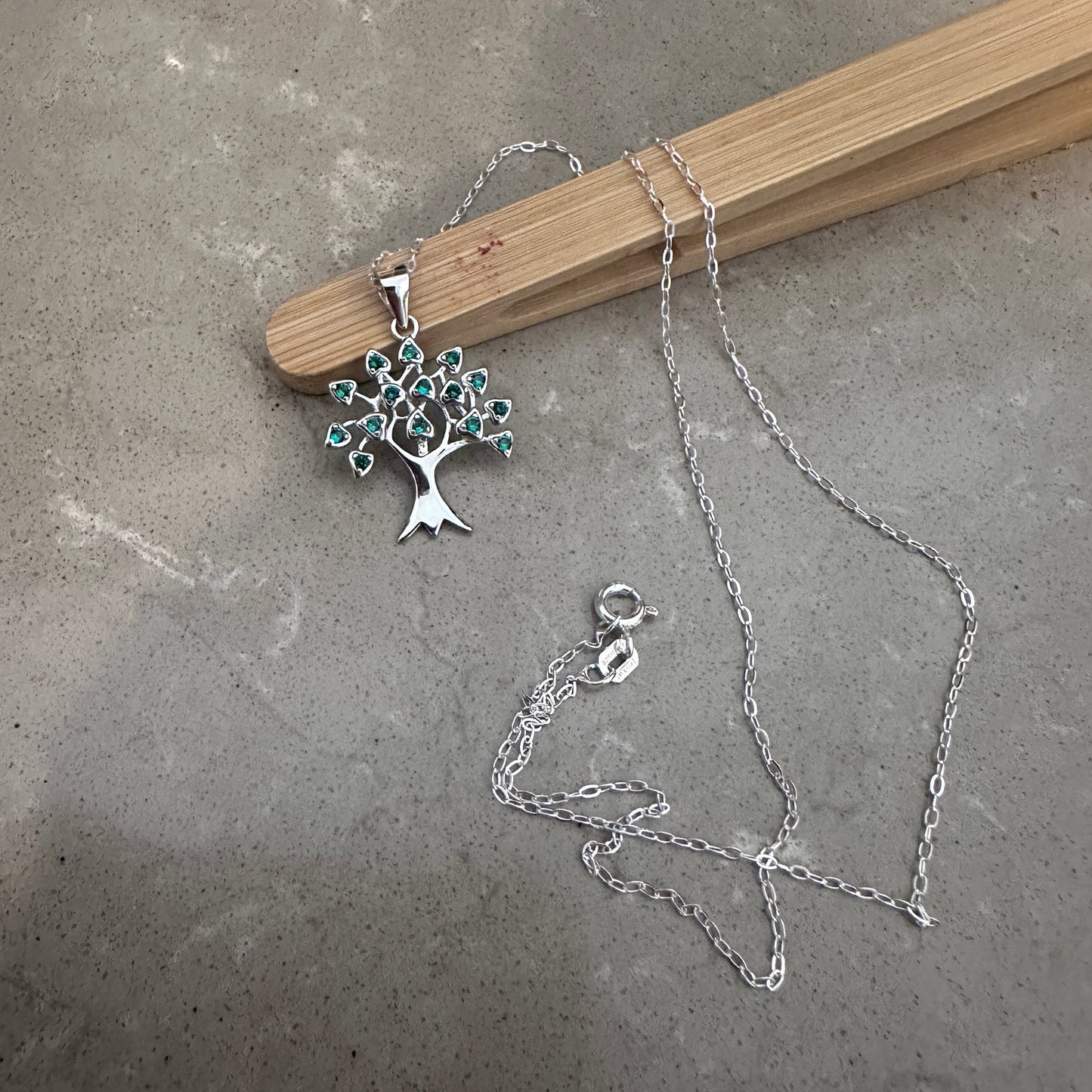 Tree of Life Sterling Silver CZ Necklace