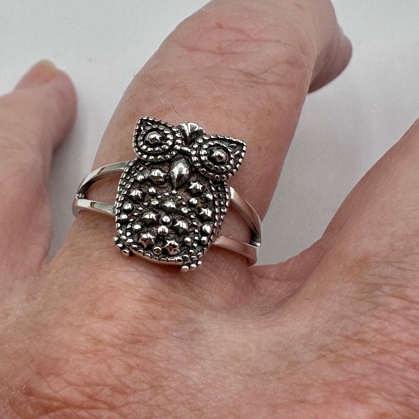 Owl Sterling Silver Ring