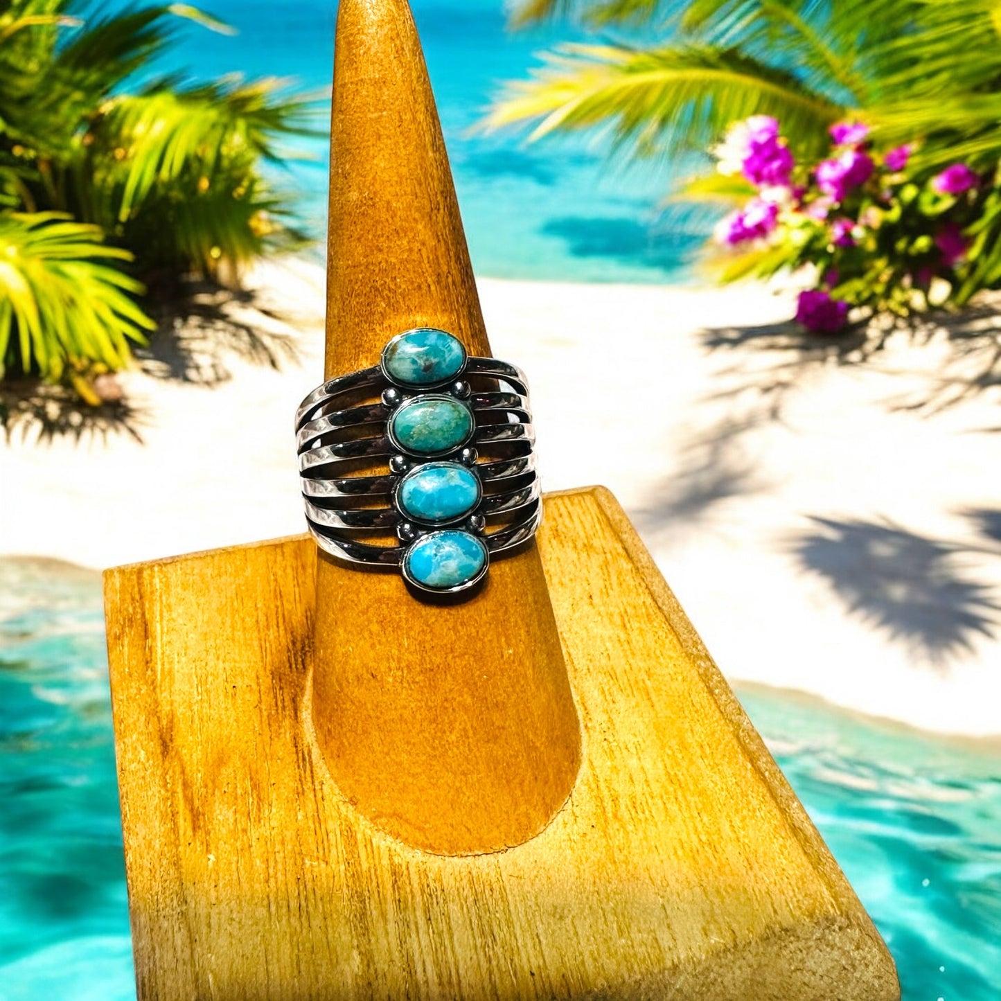 Sterling Silver Genuine Turquoise Ring, Boho Ring, Statement Ring, Silver Rings