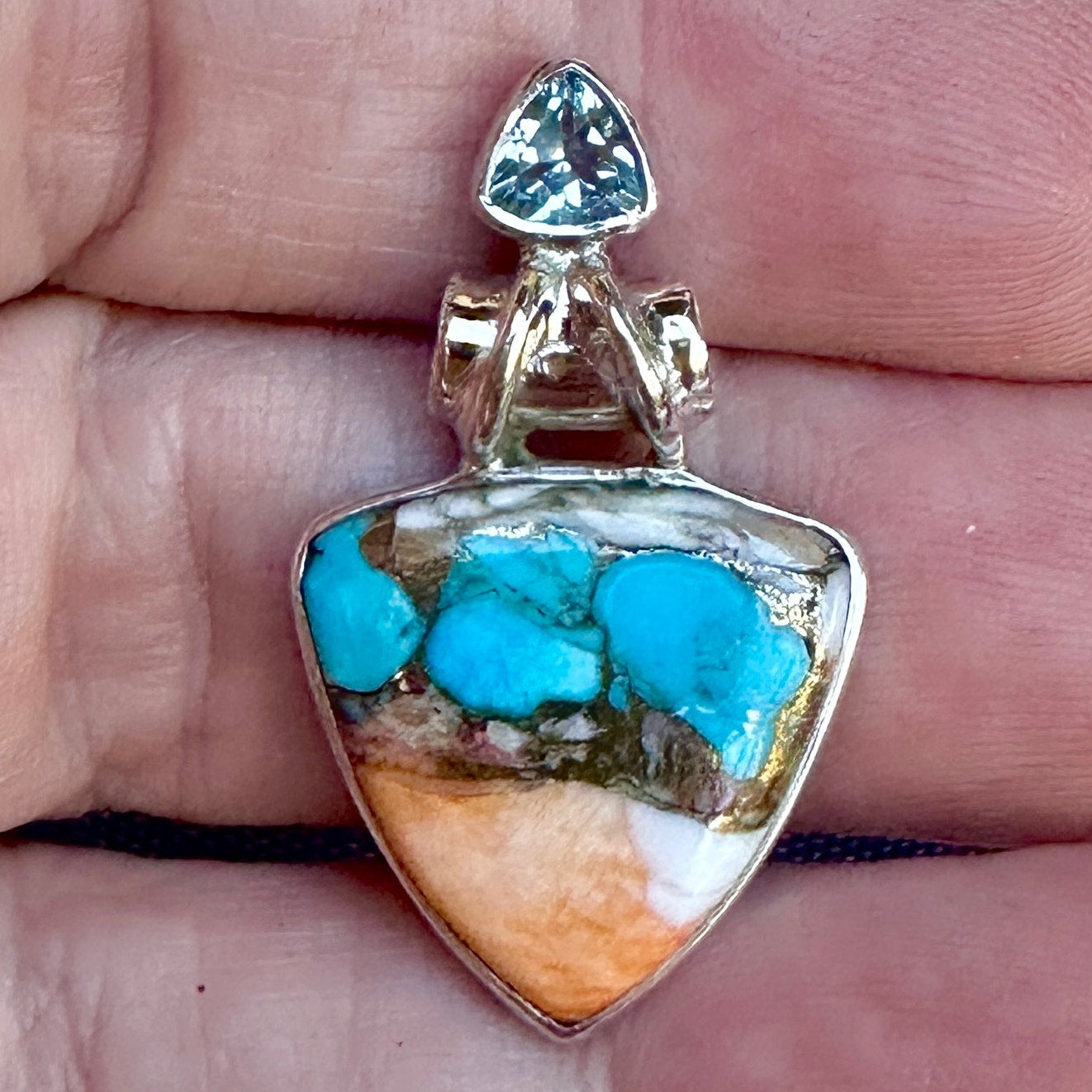 Composite Spiny Oyster & Arizona Turquoise Sterling Silver Pendant