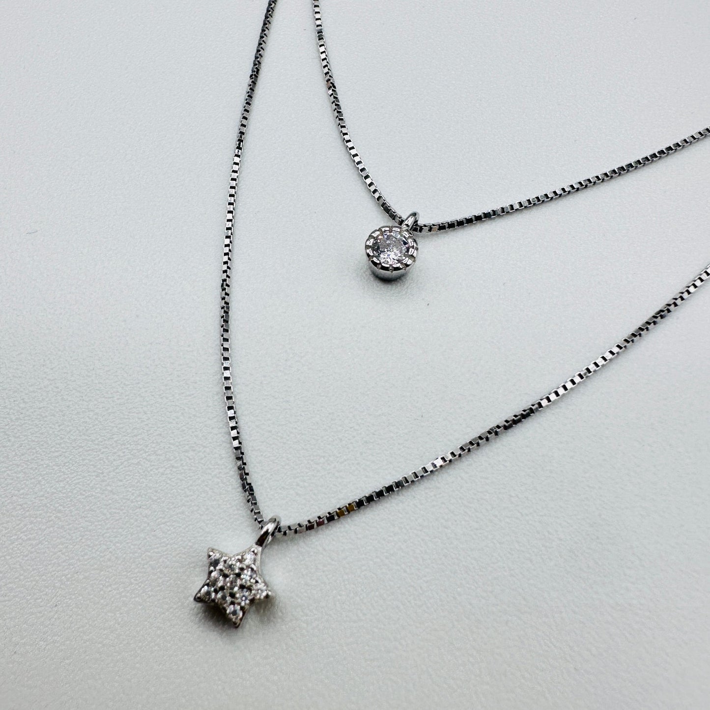 Sterling Silver Moon & Star Layered Necklace