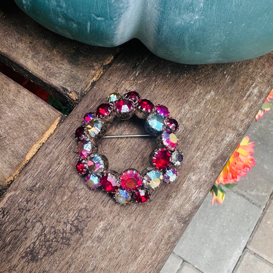 Vintage 1950-1960 Aurora Borealis Austrian Crystal Rhinestone Brooch