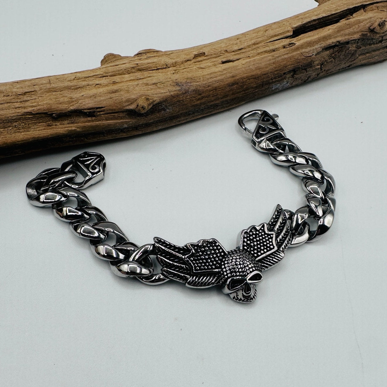 Punk Wings Skull Head Stainless Steel Bracelet
