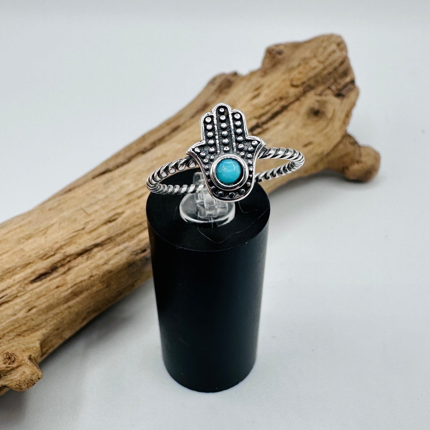 Hamsa Turquoise and Sterling Silver Ring