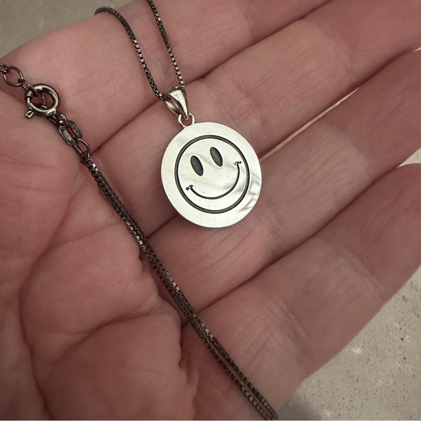 Sterling Silver Smiley Face Necklace – “Smile You’re Beautiful”