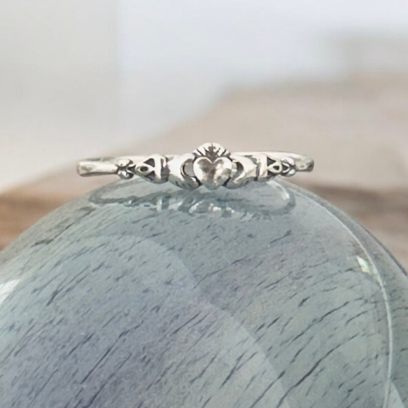 Sterling Silver Claddagh Dainty Ring, Irish Ring, Friendship Ring