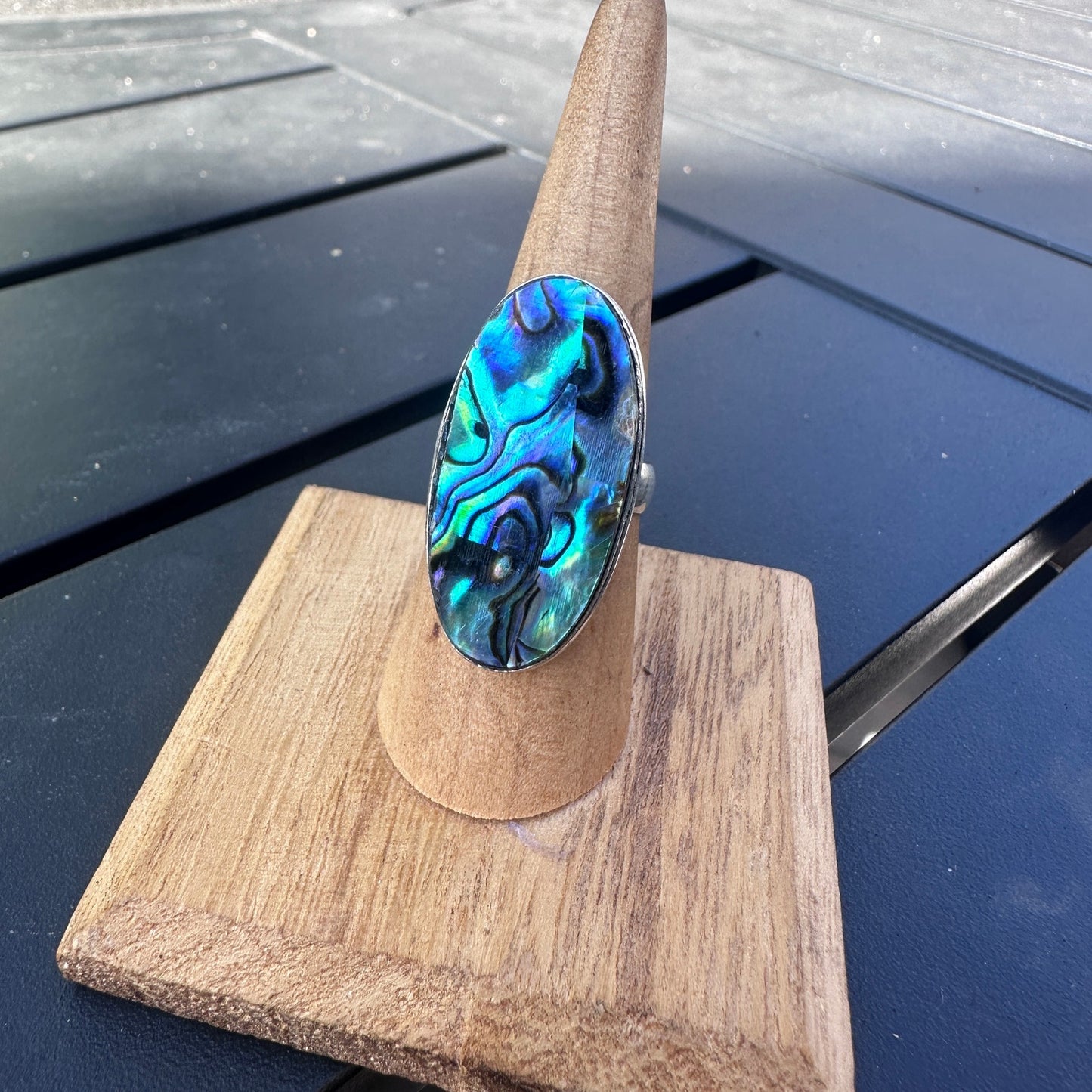 925 Sterling Plated Abalone Ring