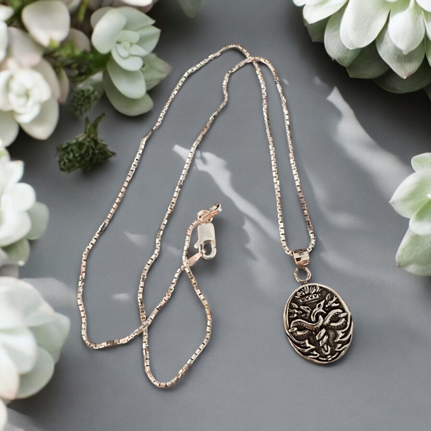 Sterling Silver Caduceus Necklace Sterling Silver Box Chain