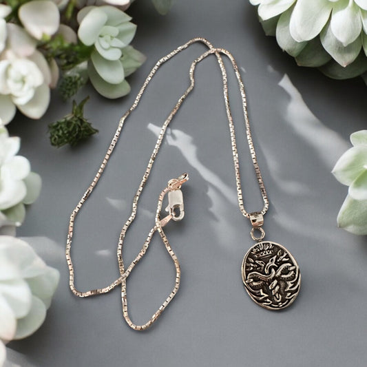 Sterling Silver Caduceus Necklace Sterling Silver Box Chain