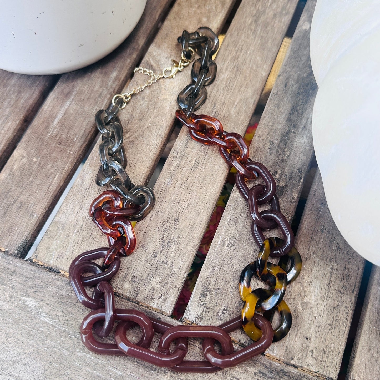 Banana Republic Multi-Tone Lucite Chain-Link Statement Necklace