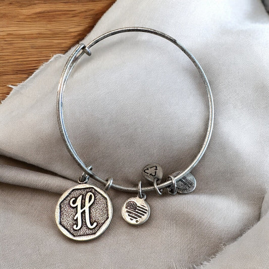 Alex and Ani Initial H Charm Bangle Bracelet