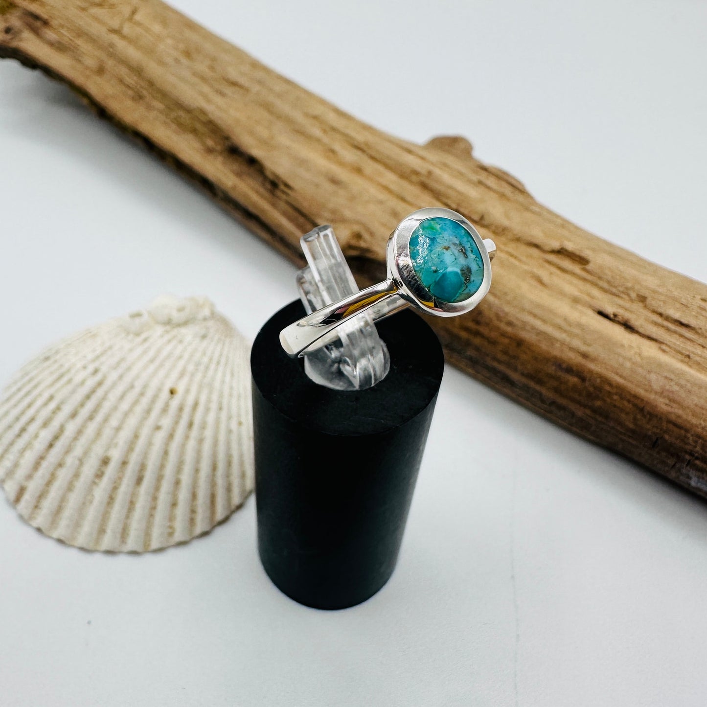 Sterling Silver Genuine Turquoise Ring, Boho Ring, Minimalist Ring