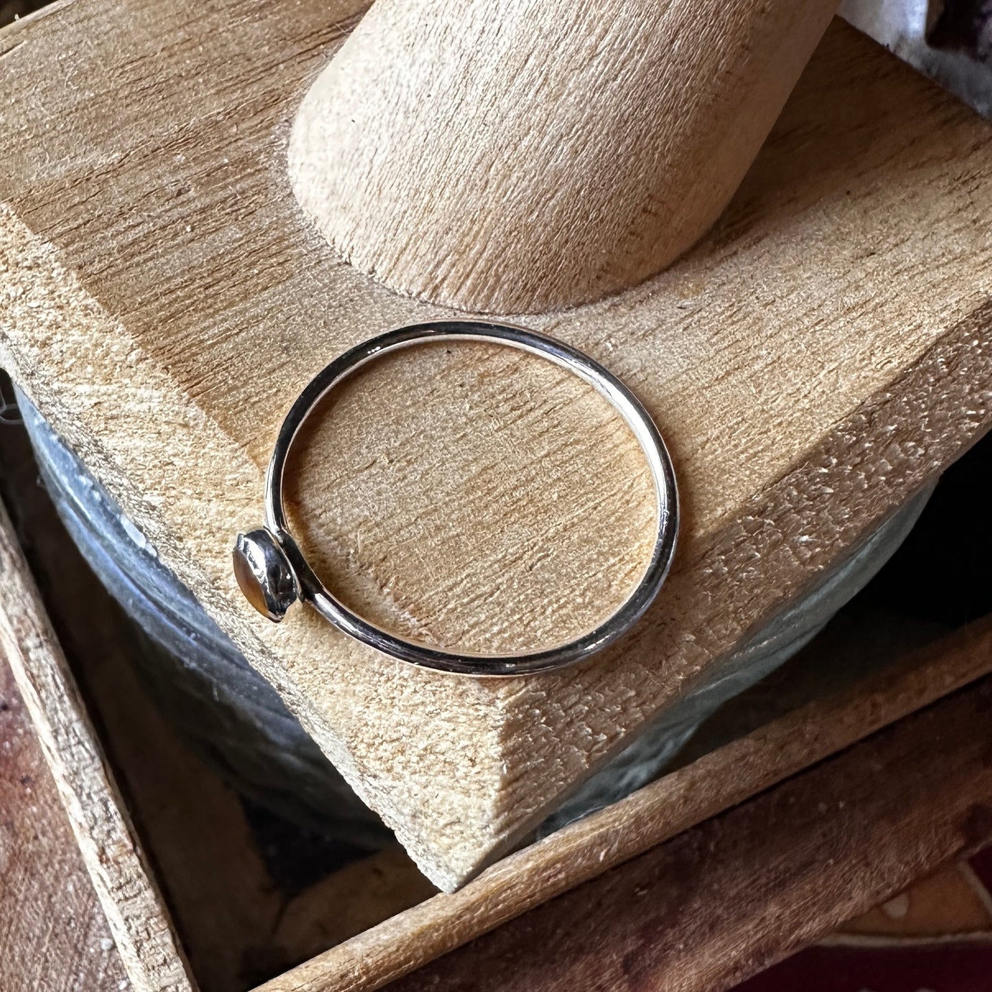 Tiger Eye Sterling Silver Minimalist Ring