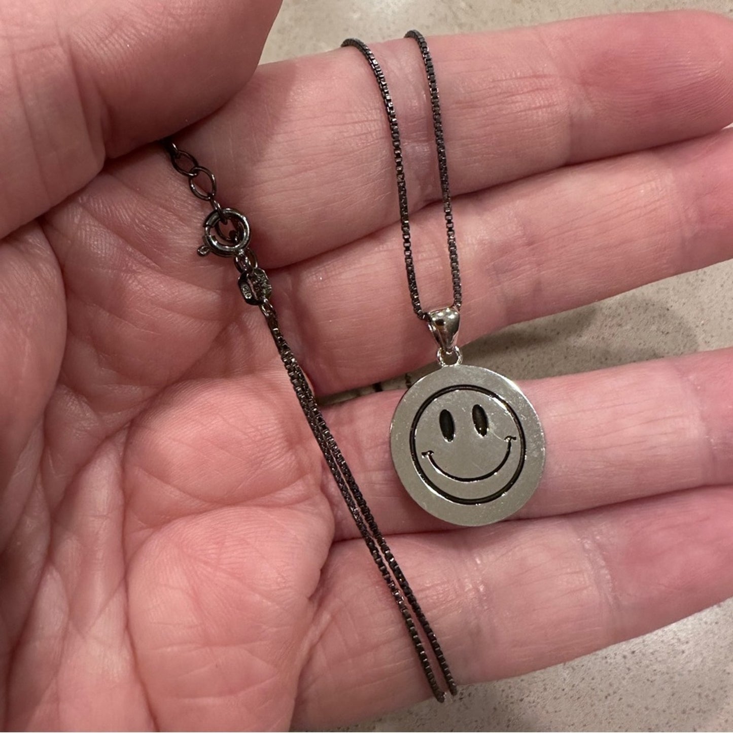 Sterling Silver Smiley Face Necklace – “Smile You’re Beautiful”