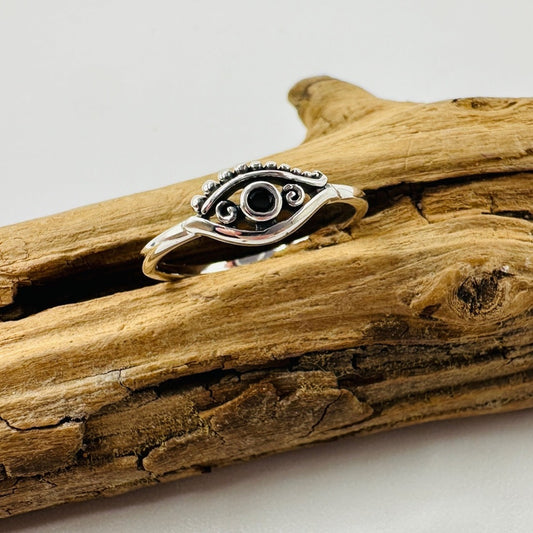 Evil Eye Sterling Silver CZ Ring Protection