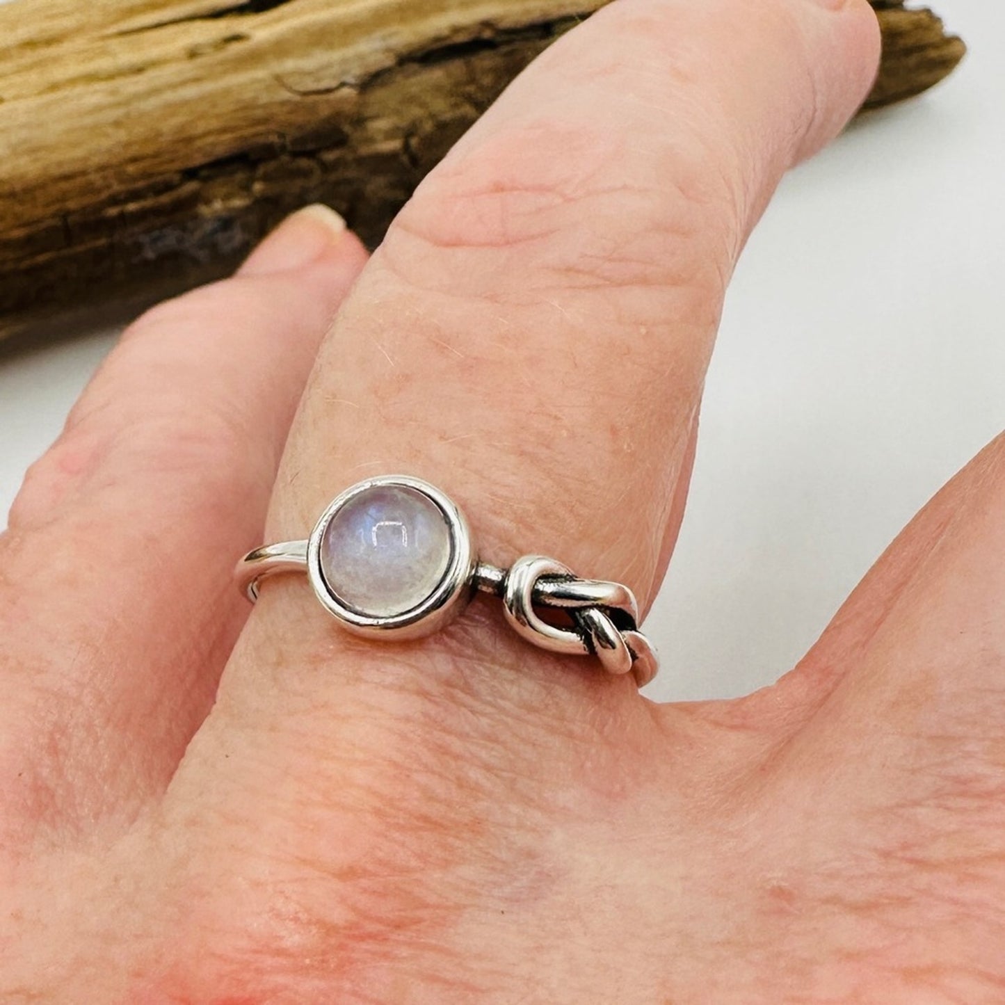 Moonstone Sterling Silver Love Knot Ring