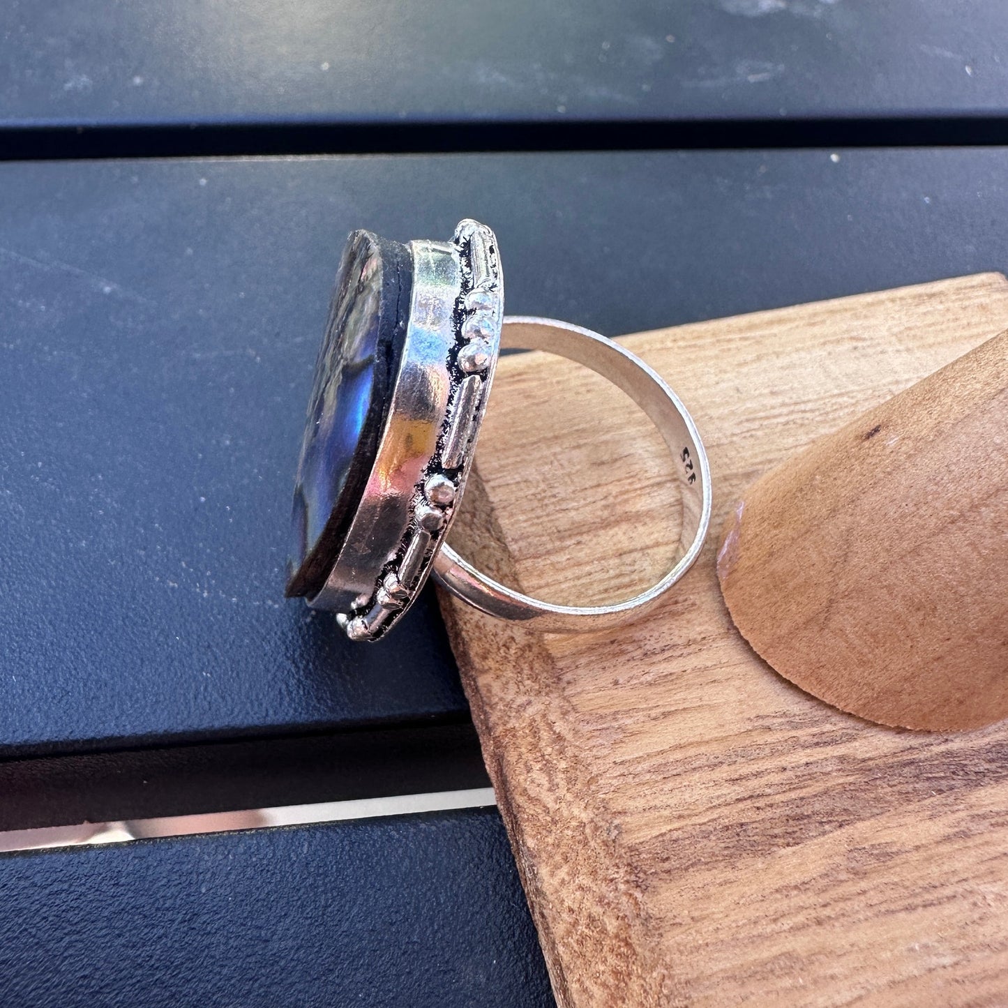 Abalone Sterling Silver Plated Ring