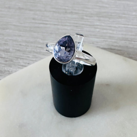 Lab Grown Color-change Alexandrite Sterling Silver Ring