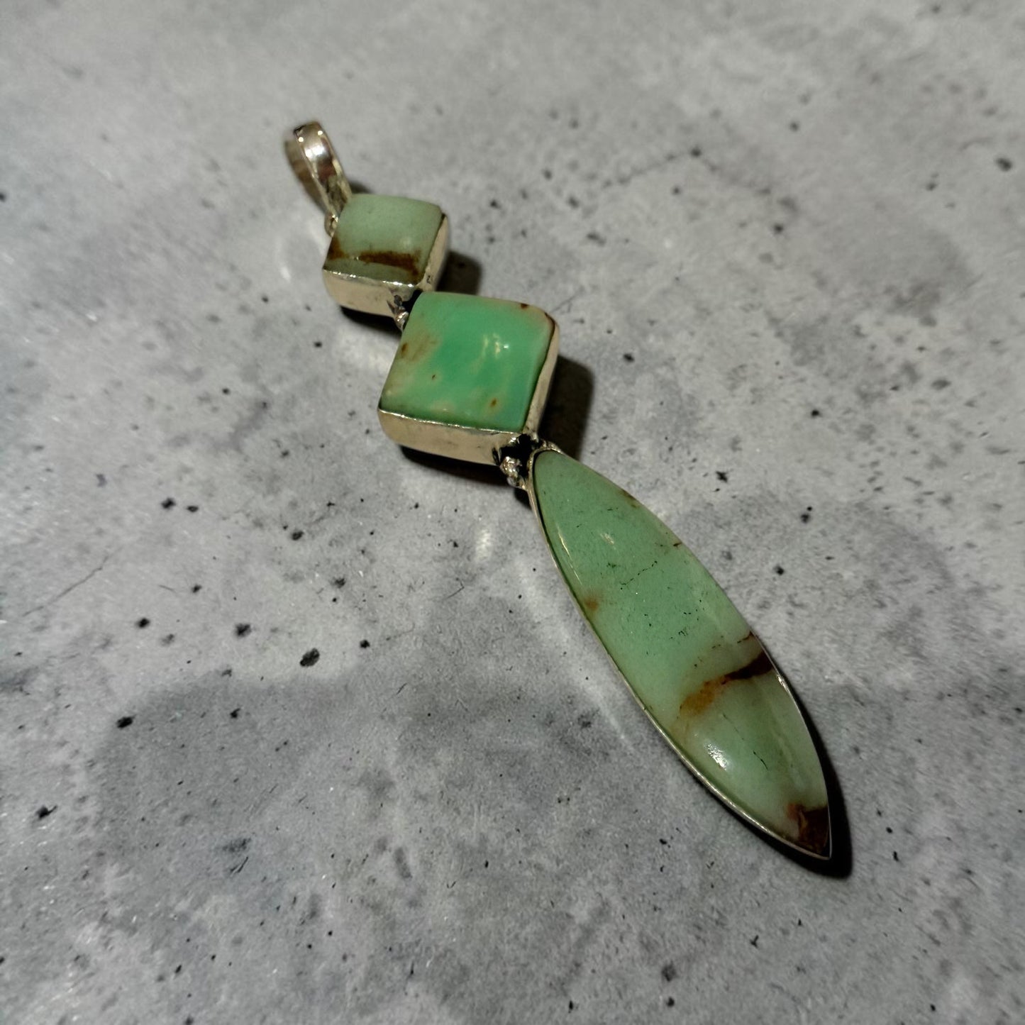 Chrysoprase Geometric Pendant 925 Silver Overlay