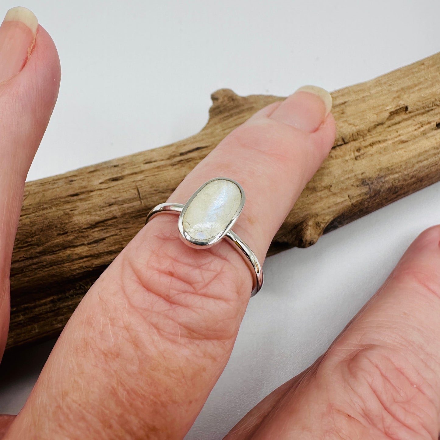Moonstone Oval Minimalist Gemstone Ring