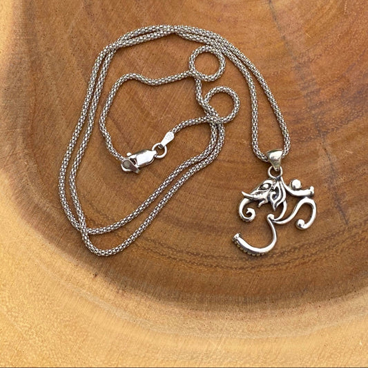 Sterling silver Om Elephant necklace