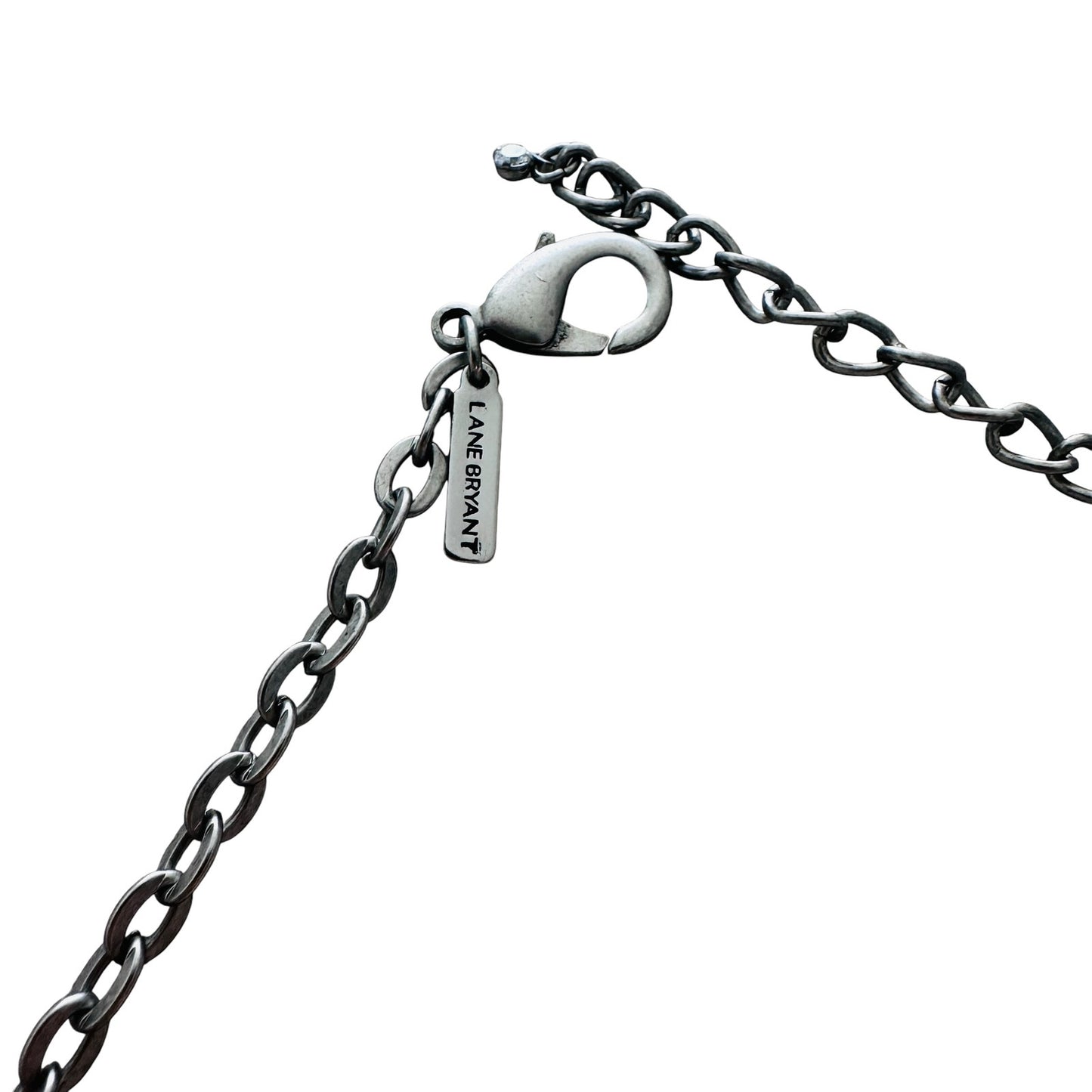 Lane Bryant Hammered Hammered Metal Double Strand Necklace/Yellow Glass Accents