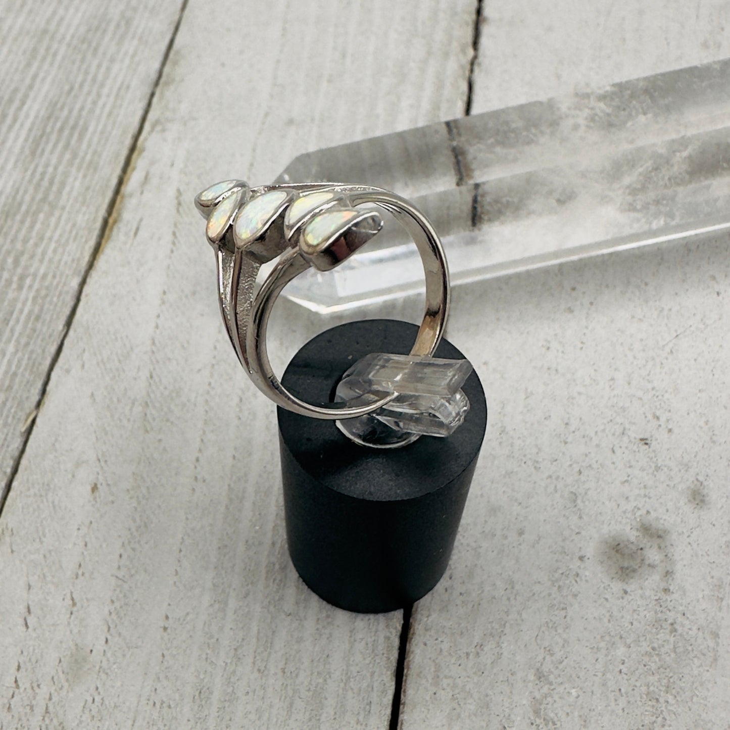 Sterling Silver Lab Opal Ring Size 8