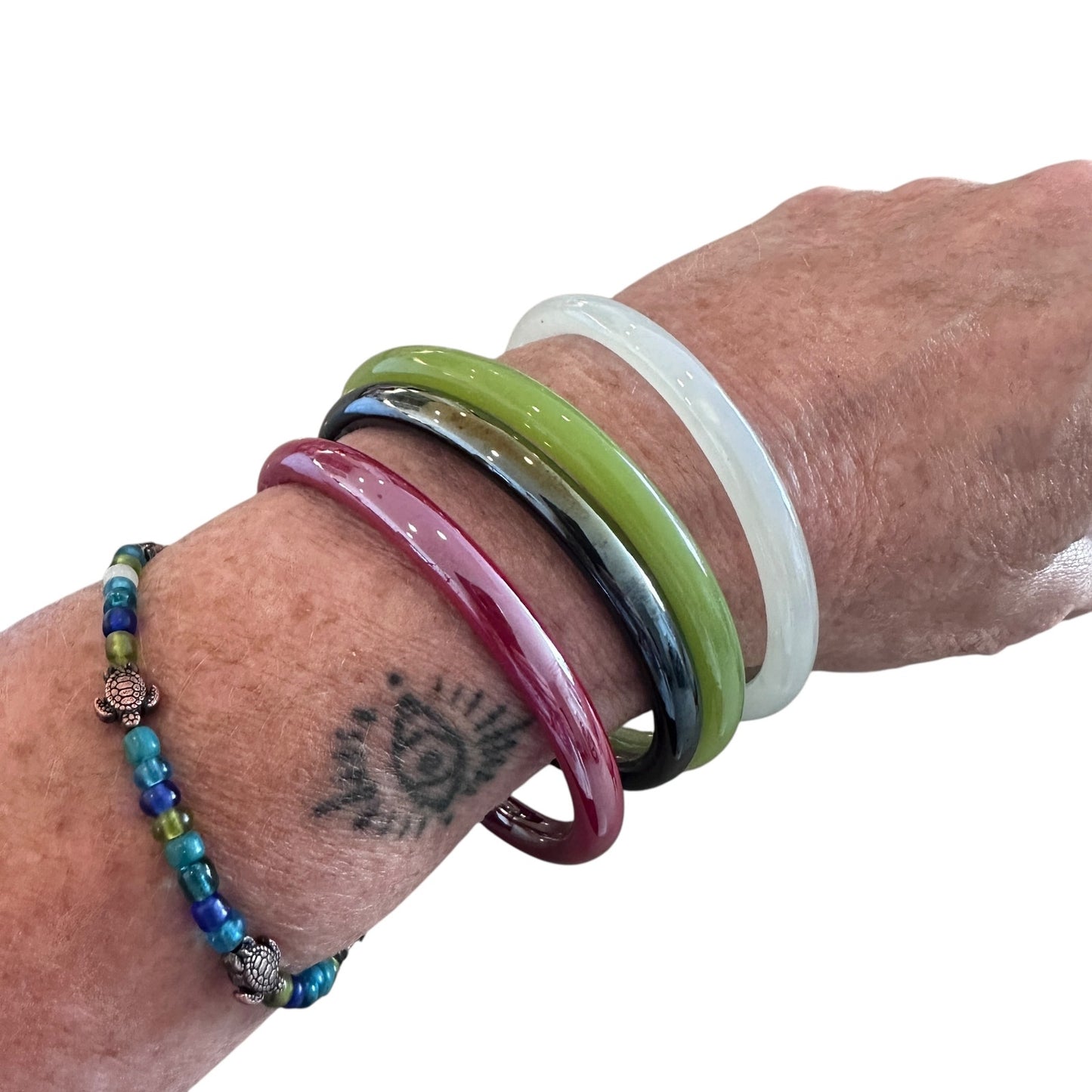 Vintage Glass Bangle Bracelets – Set of 4