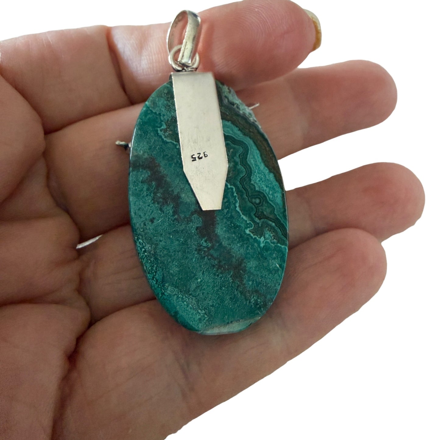 Fairy Laguna Lace Agate Sterling Silver Overlay Pendant Mexico