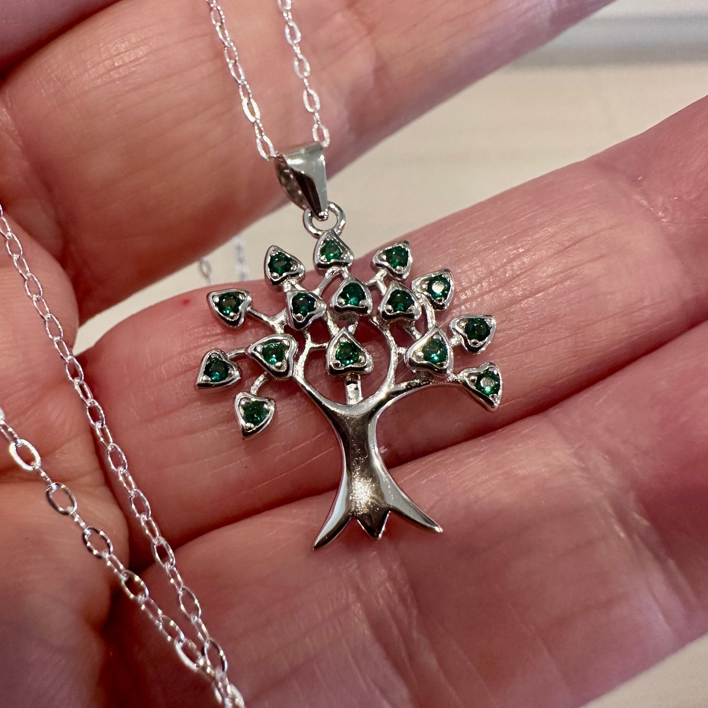 Tree of Life Sterling Silver CZ Necklace