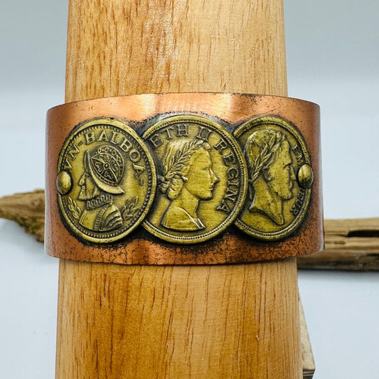 Vintage Copper Coin Cuff Bracelet